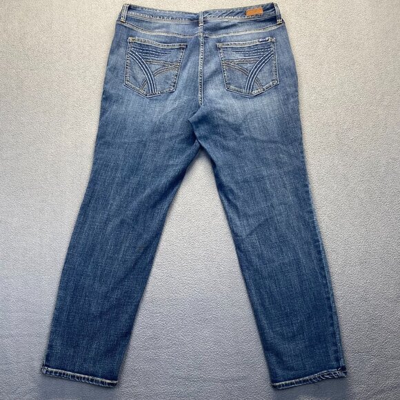 Seven 7 Womens Size 20 Dark Wash Stretch Embroidered Pockets Denim,Straight - Picture 14 of 16